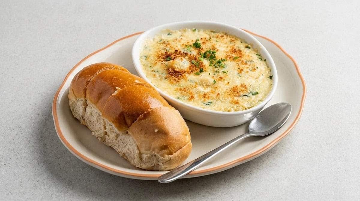 Seafood fondue with bread at Pier 6 in San Leon, Texas