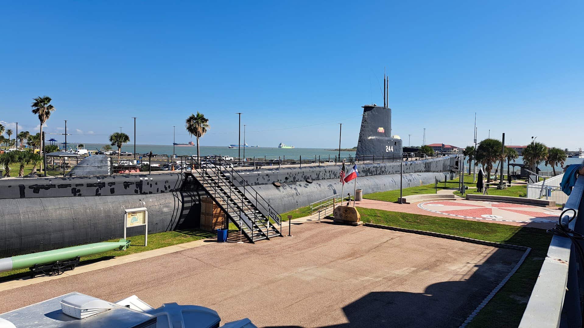 The gangway and entrance sign at the USS Stewart destroyer escort, Galveston Naval Museum