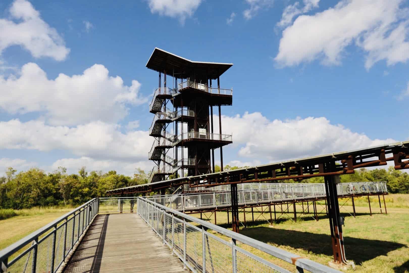 The 82-foot John Jacob Observation Tower and boardwalk at Sheldon Lake State Park, Houston, Texas