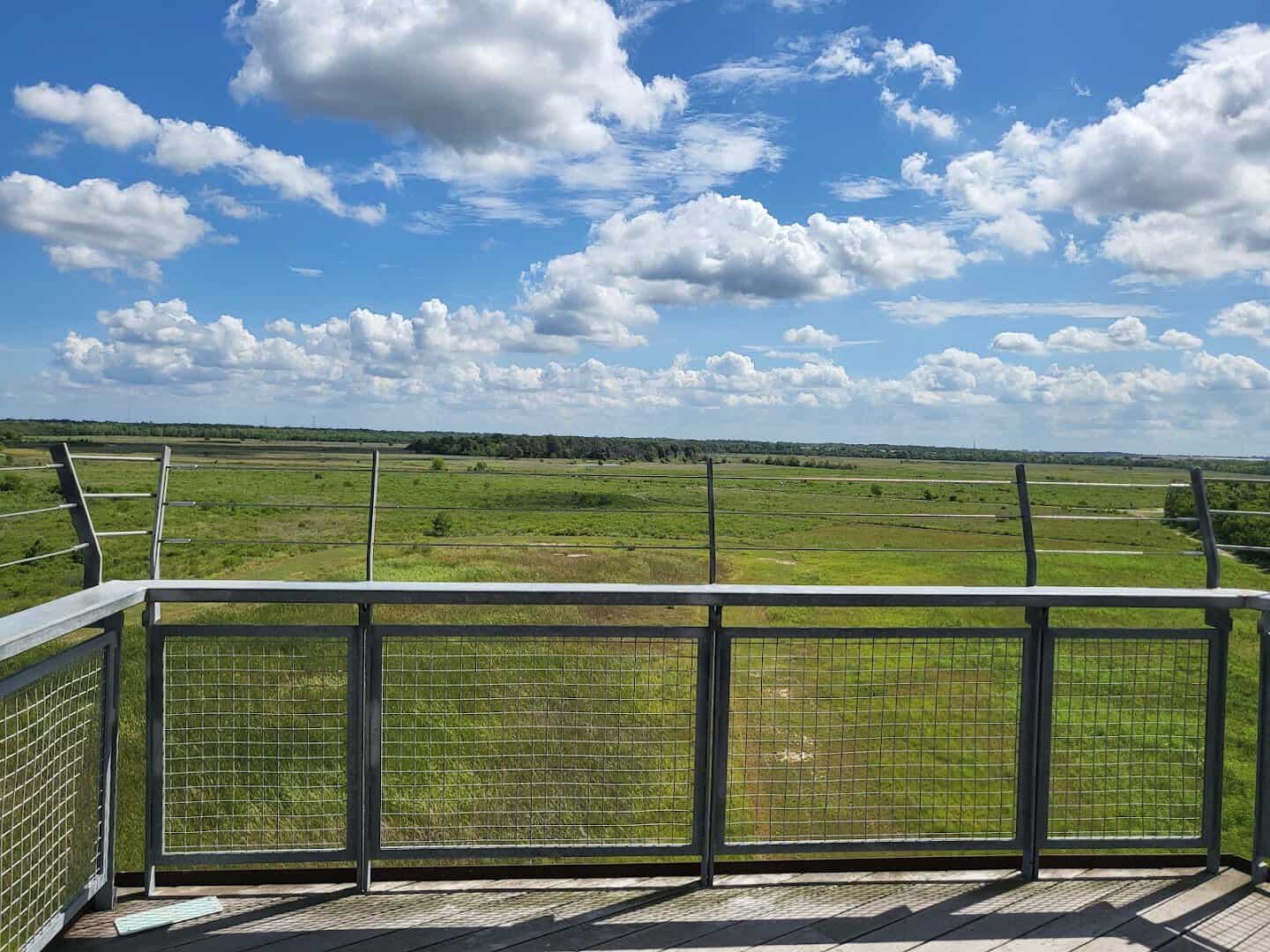 View over the prairie and wetlands from the observation tower at Sheldon Lake State Park in Houston, Texas