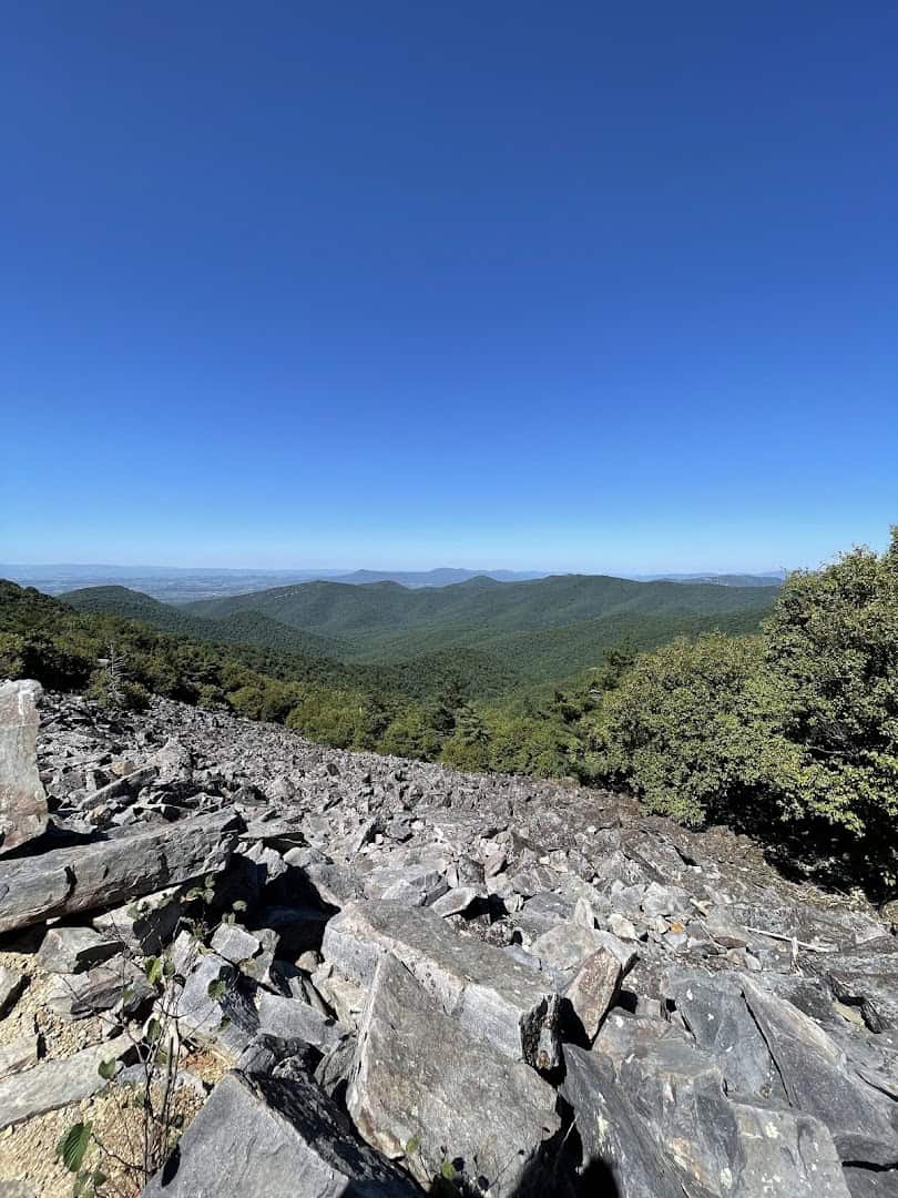 Rocky summit view over the Blue Ridge, Shenandoah National Park, Virginia