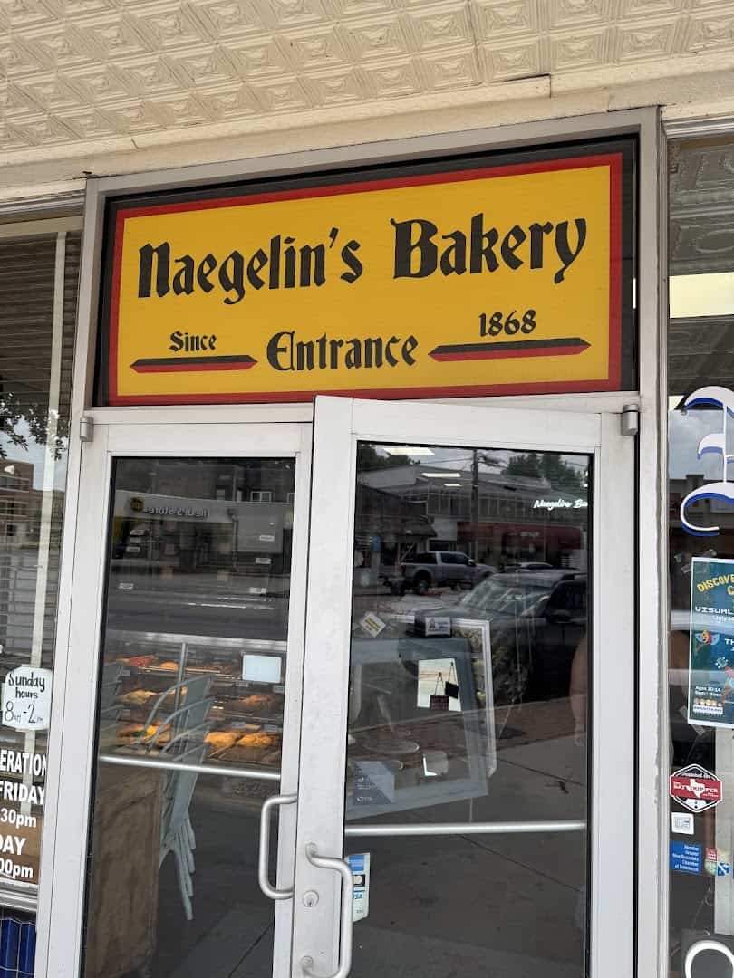 Naegelin's Bakery Since 1868 entrance sign in New Braunfels