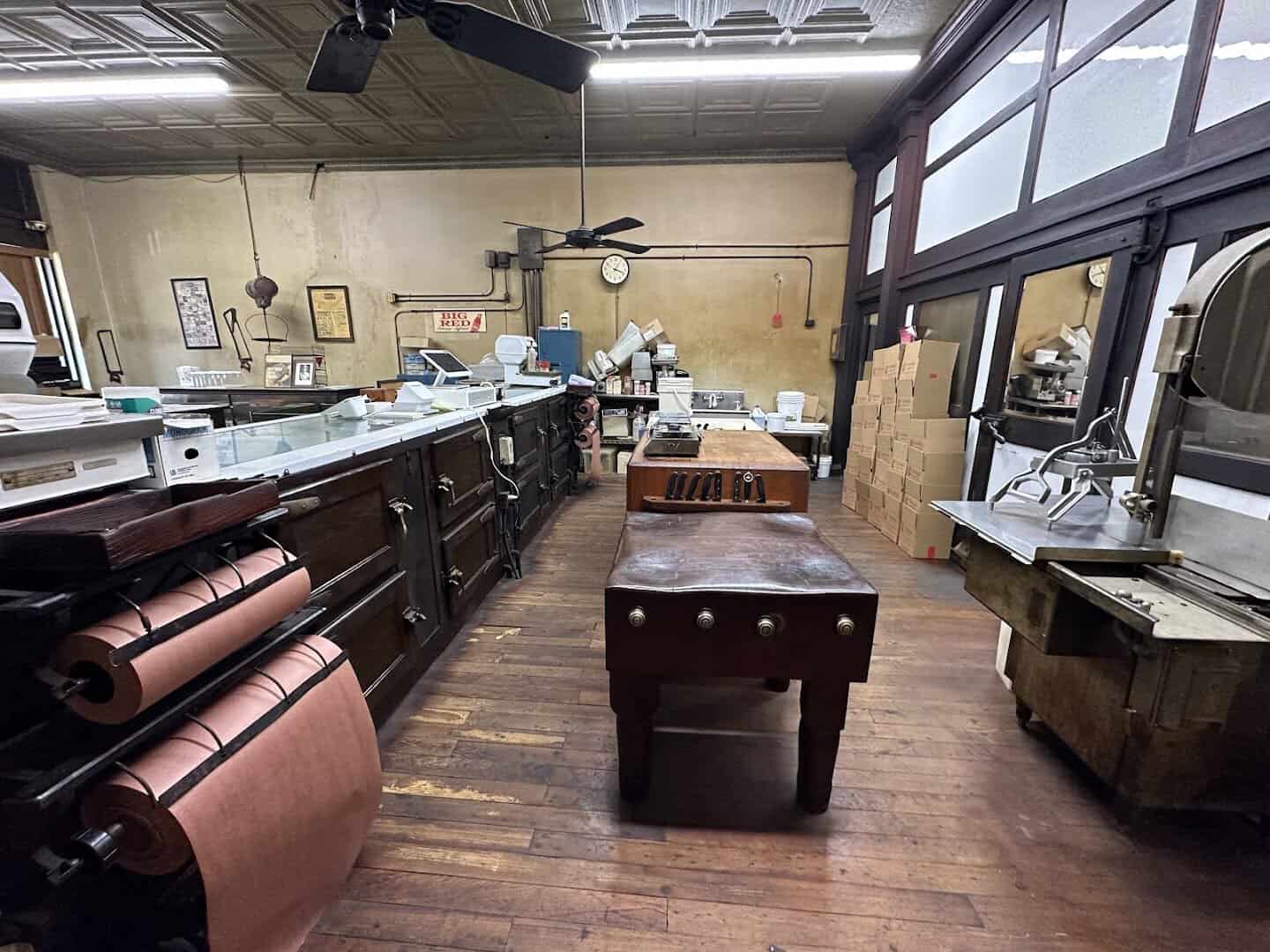 The original brick barbecue pits inside Smitty's Market in Lockhart, Texas