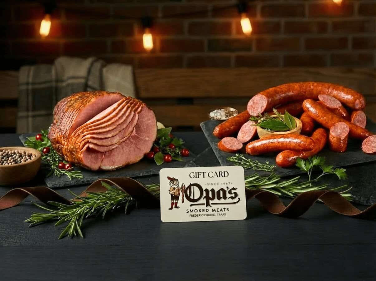 Smoked ham and German sausage from Opa's Smoked Meats in Fredericksburg, Texas