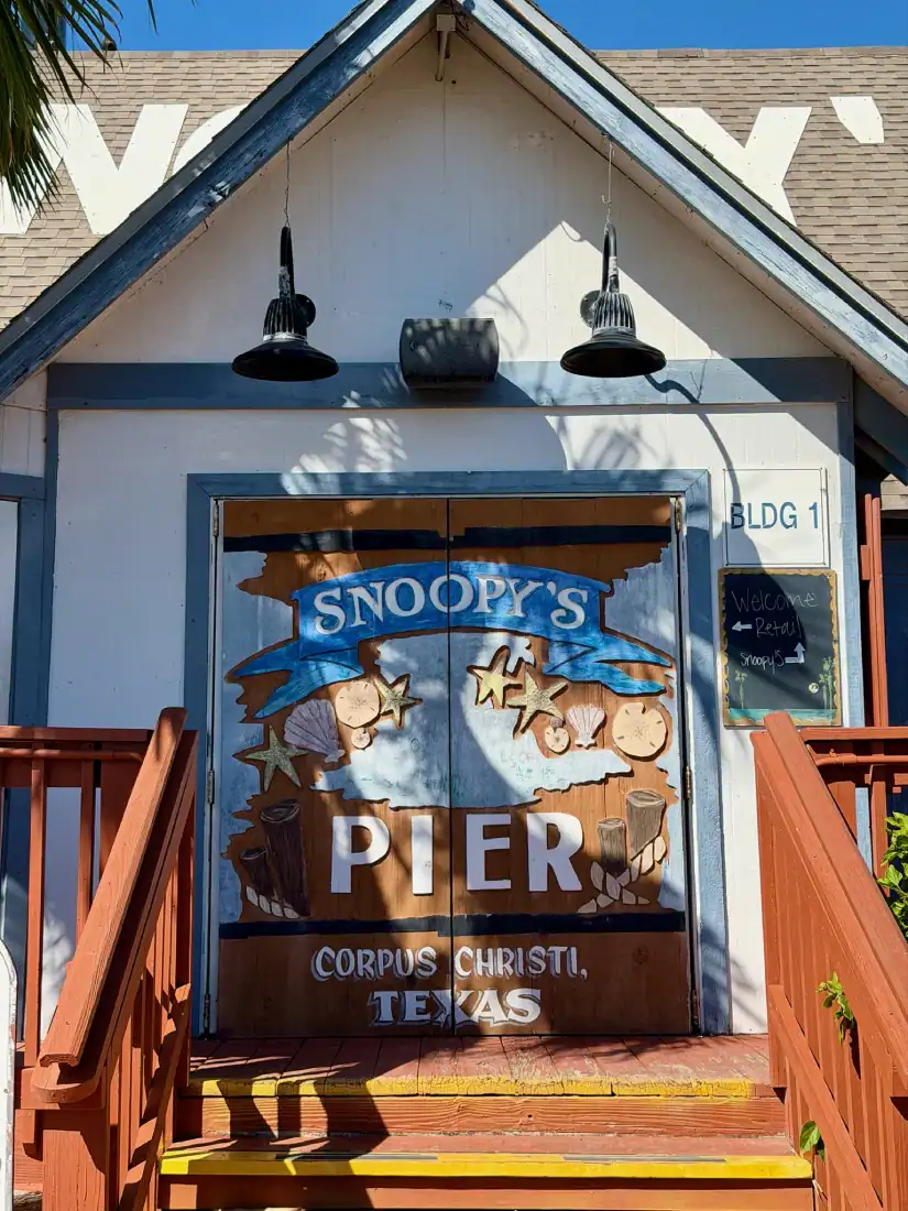 Snoopy's Pier Corpus Christi Texas sign