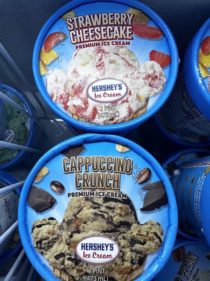 Ice cream flavors at the soda fountain counter at Mel's Diner in Mingus, Texas