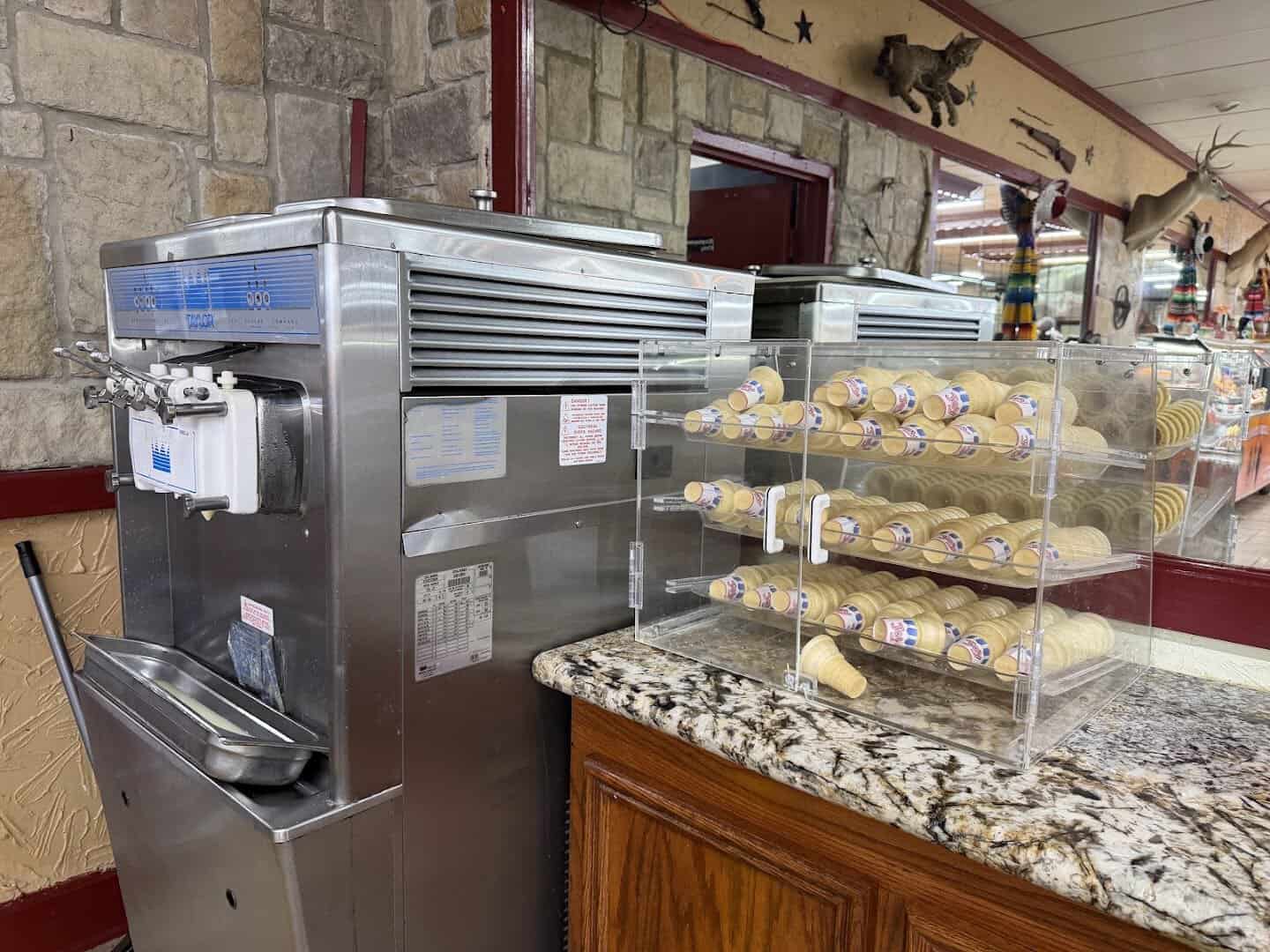 Soft serve machine and pastry case at Ranchero King Buffet in Houston