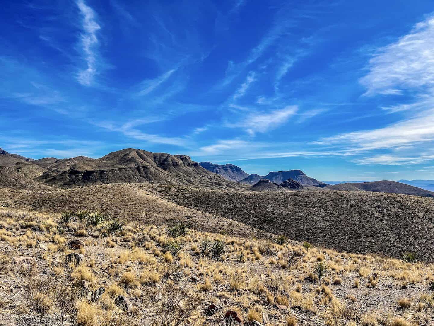 Wide desert view from Sotol Vista Overlook on Ross Maxwell Scenic Drive, Big Bend National Park, Texas