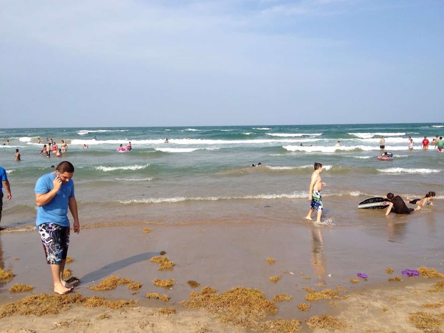 Sunny beach and turquoise surf on South Padre Island, Texas