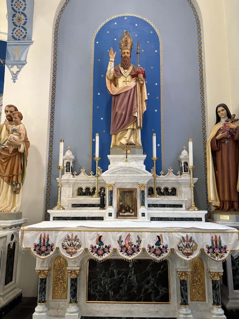 Side altar with saint statues at St. Anthony Catholic Church in Bryan