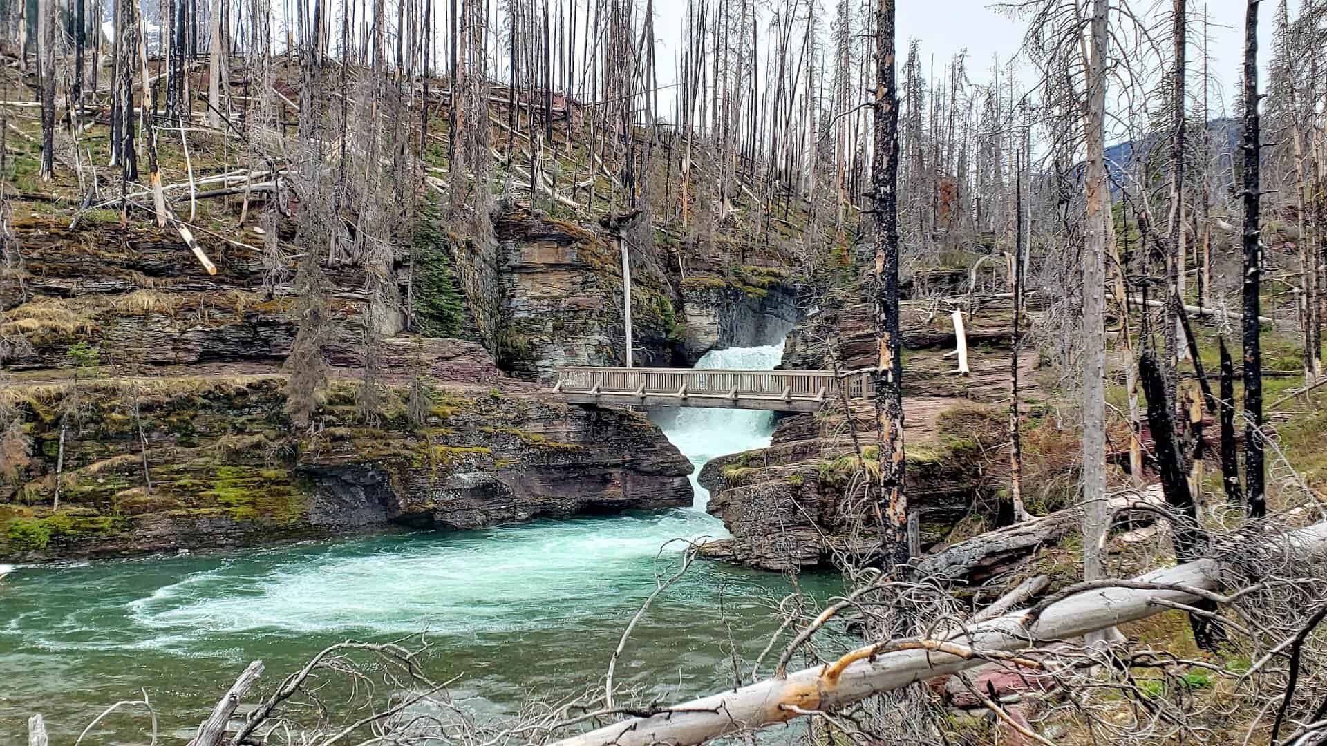 St. Mary Falls and its turquoise pool, Glacier National Park, Montana
