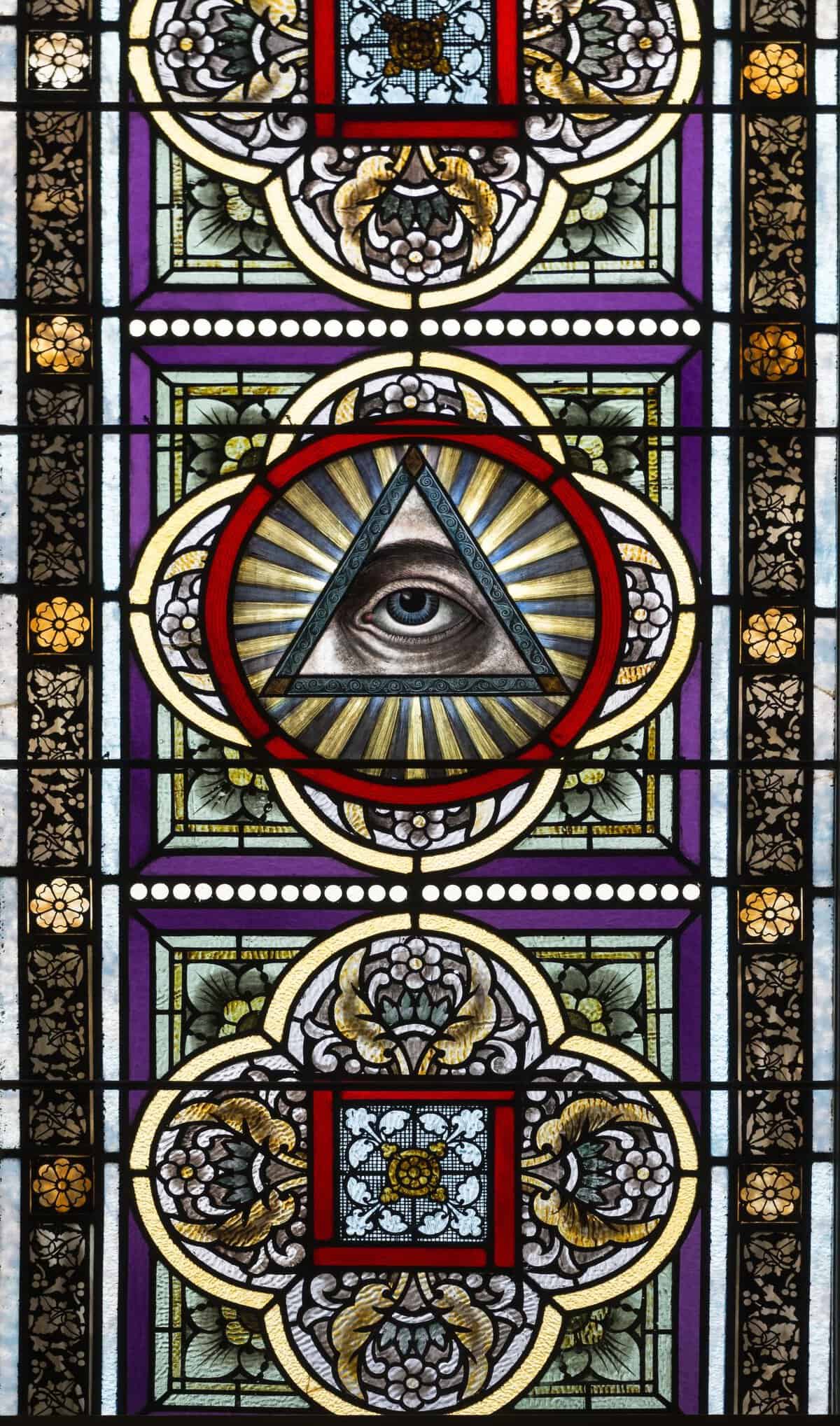 Stained glass detail at St. Mary Catholic Church in High Hill, Texas