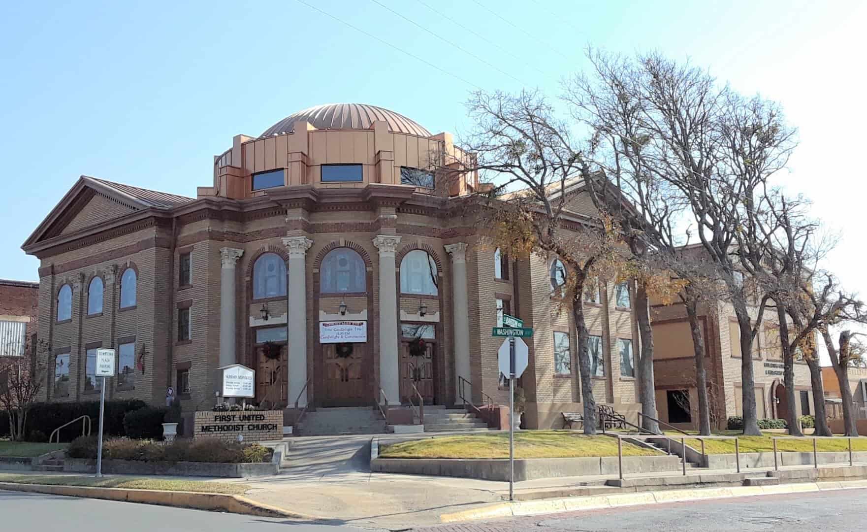 Historic sandstone building in Stephenville, Texas