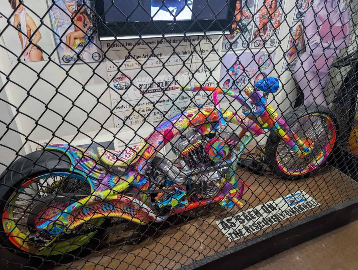 Colorful custom chopper at Strokers Ice House in Dallas
