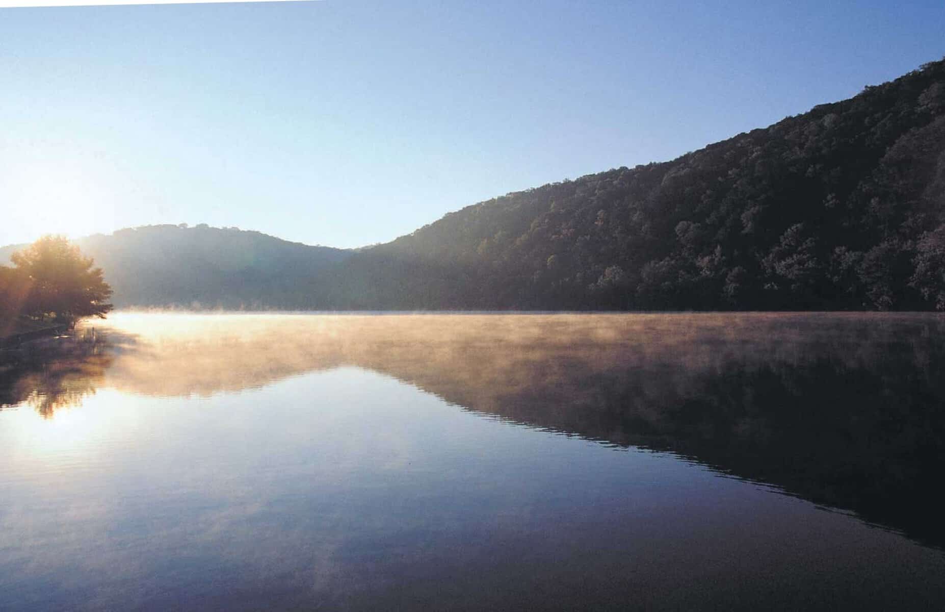Sunrise over the lake at Lake Austin Spa Resort