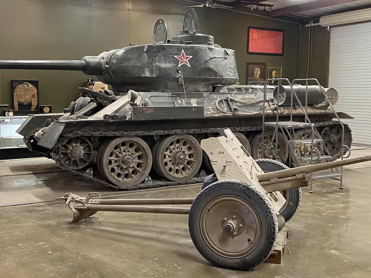 Russian T-34 tank on display at DriveTanks in Uvalde, Texas