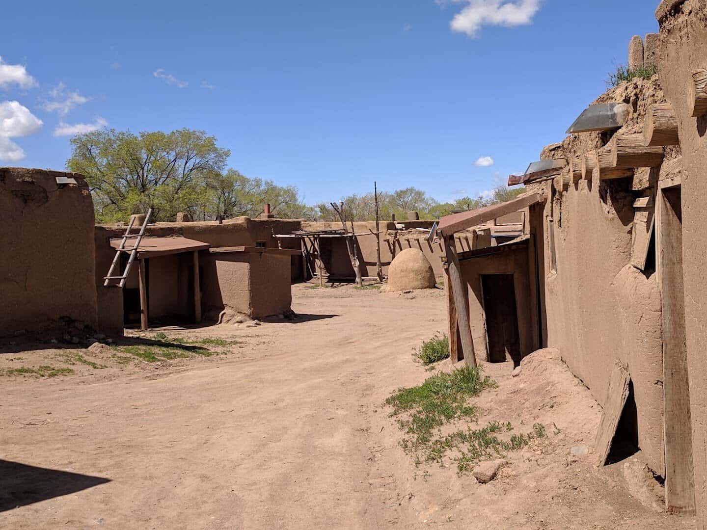 Adobe multi-story homes at Taos Pueblo in Taos, New Mexico