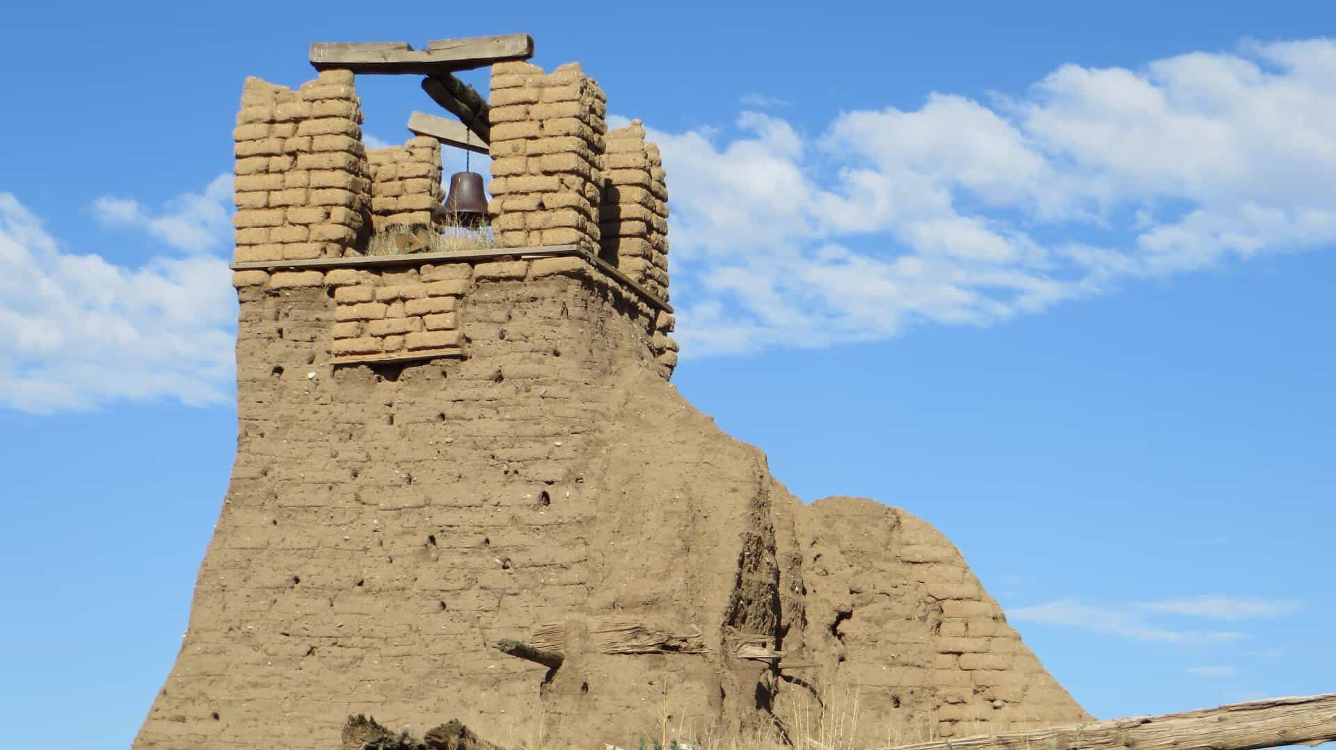 Adobe bell tower ruin at Taos Pueblo in Taos, New Mexico