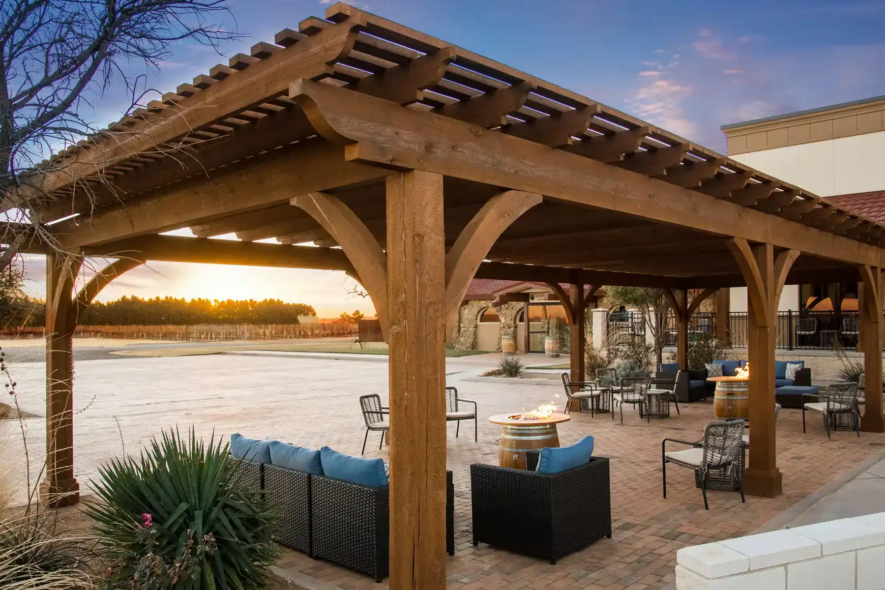 Sunset over a winery pavilion on the Texas High Plains near Lubbock, Texas