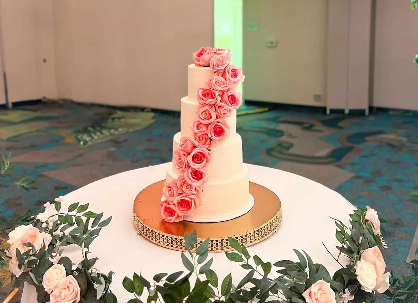 Tiered gluten-free celebration cake at Sweet Gilly's in Frisco