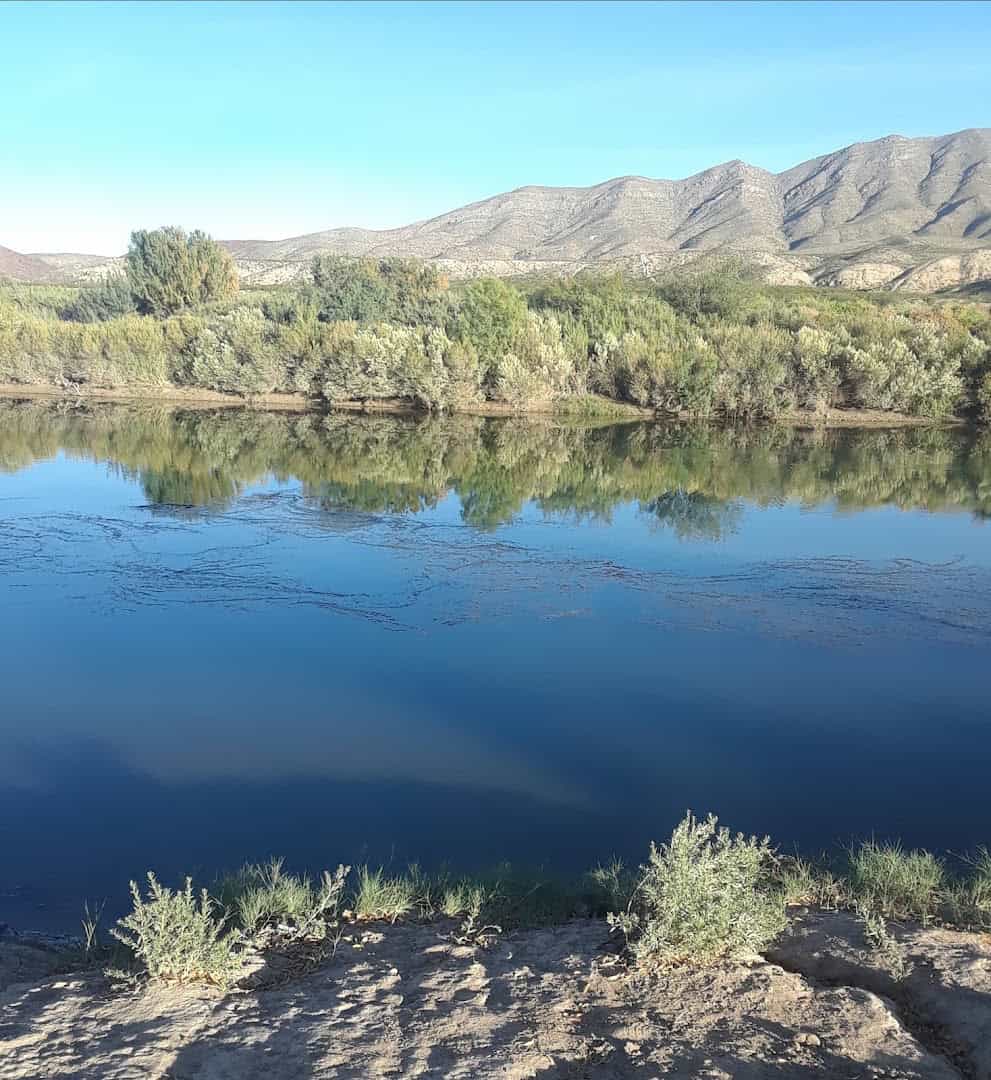 The Rio Grande and desert mountains at Truth or Consequences, New Mexico