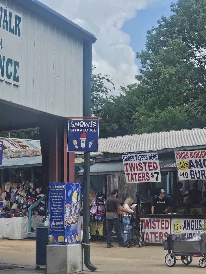 Twisted Taters and shaved ice stand at First Monday Trade Days in Canton