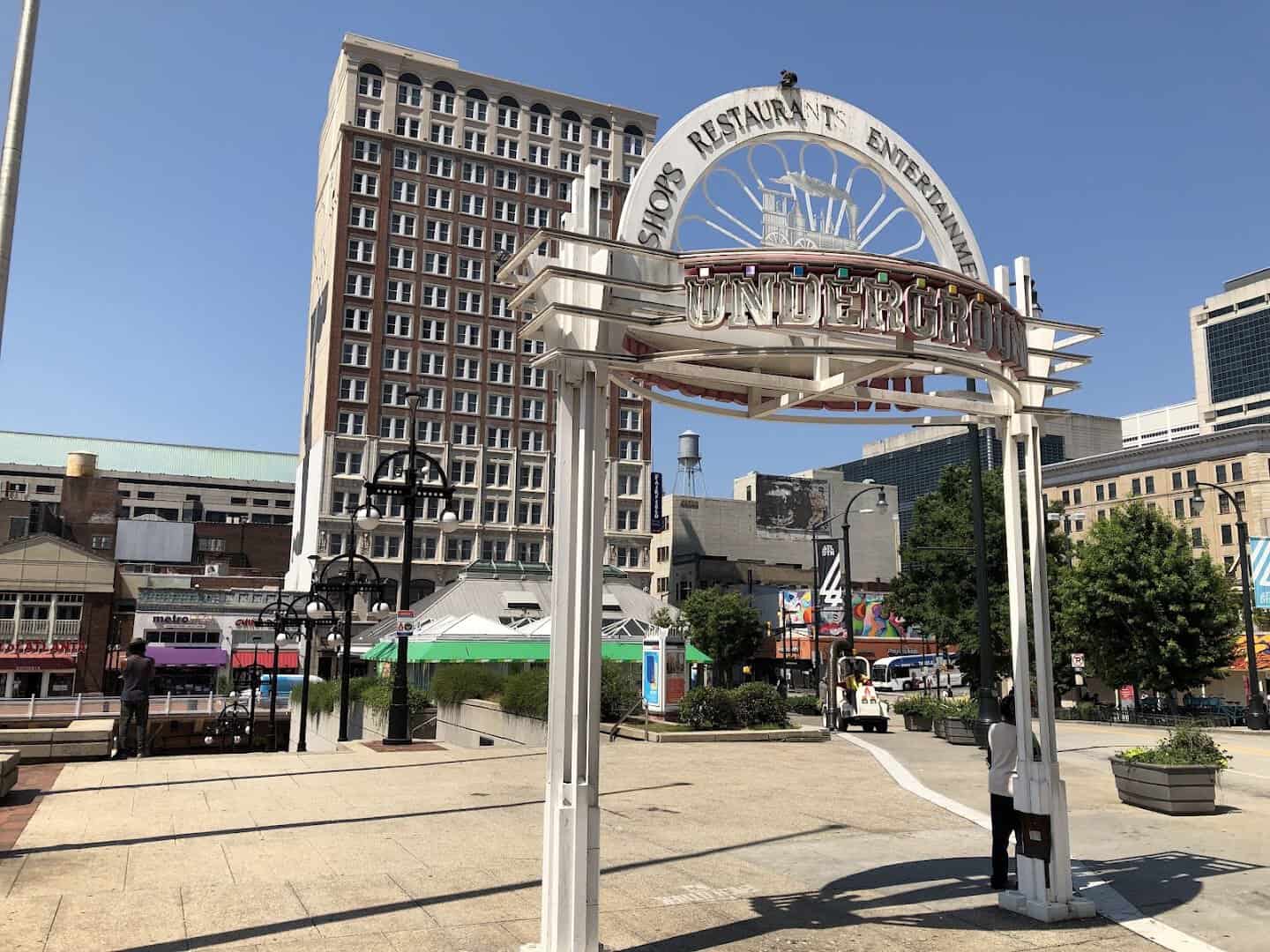 The ornate Underground Atlanta gateway sign, Atlanta, Georgia