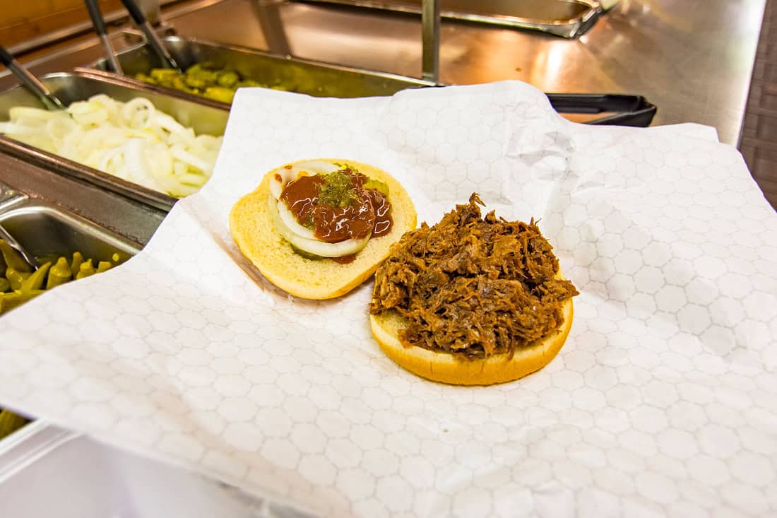Chopped beef steak sandwich at Underwood's Cafeteria in Brownwood, Texas