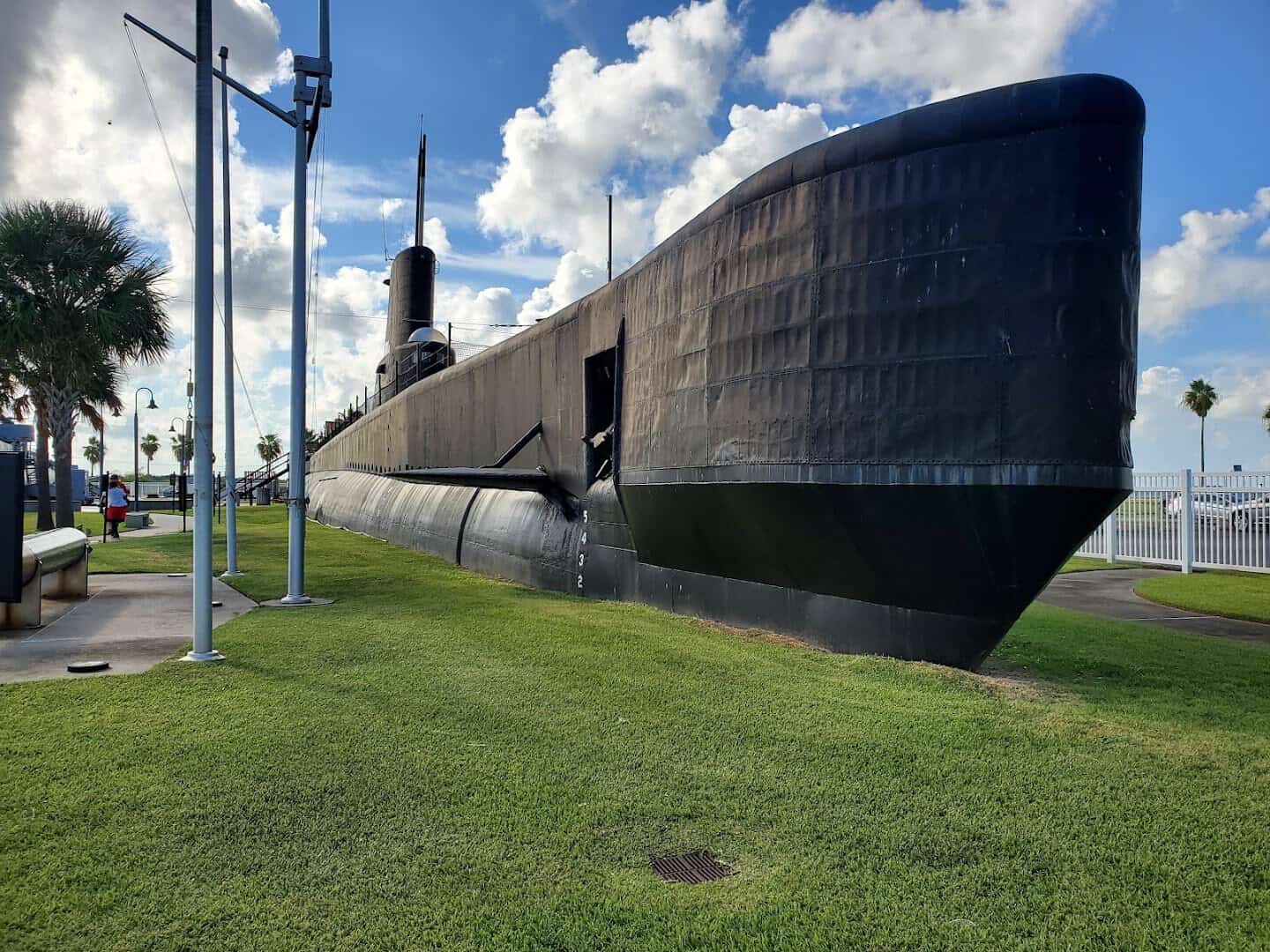 The bow of the USS Cavalla submarine at Seawolf Park in Galveston, Texas