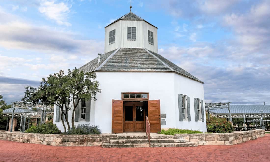 The historic octagonal Vereins Kirche in German-founded Fredericksburg, Texas