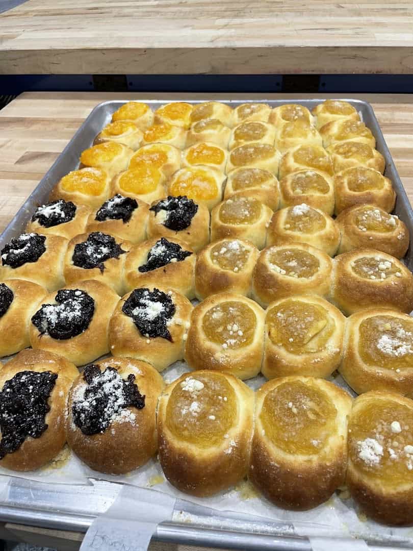 Tray of fruit kolaches at The Village Bakery in West, Texas
