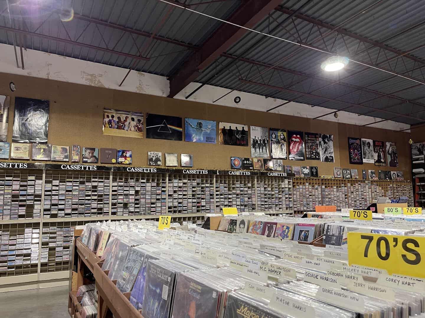 Vinyl records filed by genre at Forever Young Records in Grand Prairie, Texas
