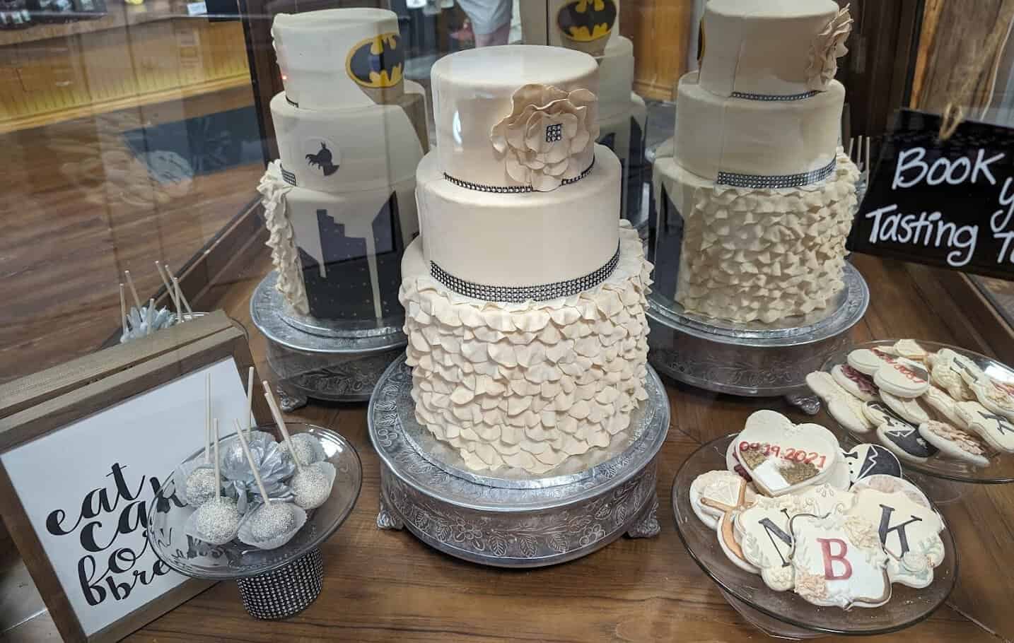 Wedding cakes and decorated Longhorn cookies at Naegelin's Bakery in New Braunfels