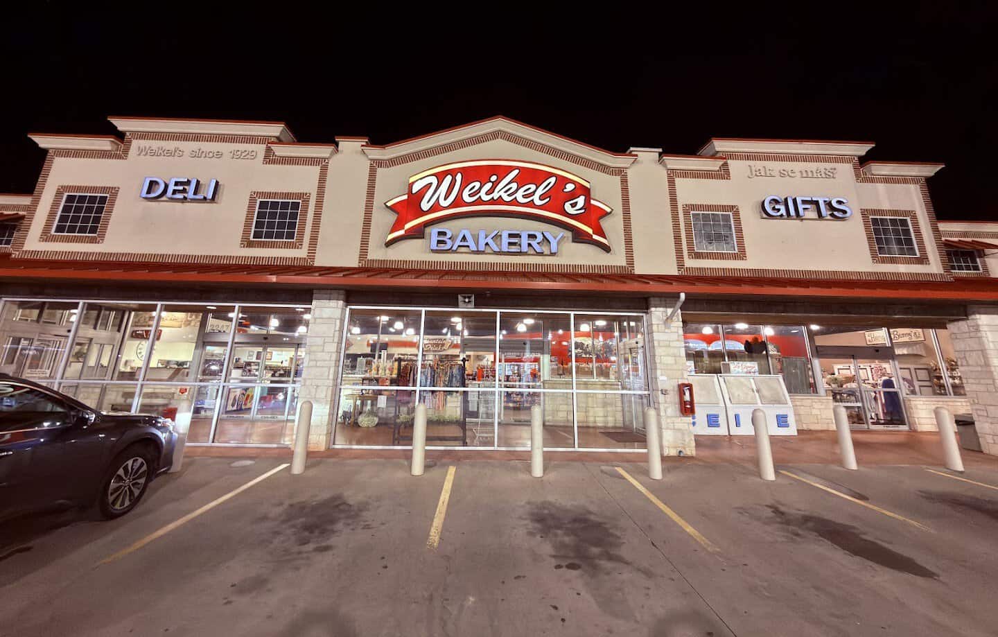 Storefront of Weikel's Store and Bakery in La Grange, Texas