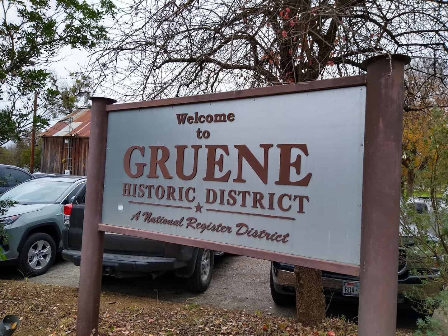 Welcome to Gruene Historic District sign in Texas