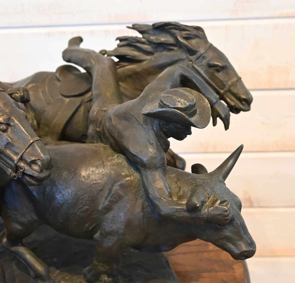 Western bronze sculpture among the home goods at Teskey's in Weatherford, Texas