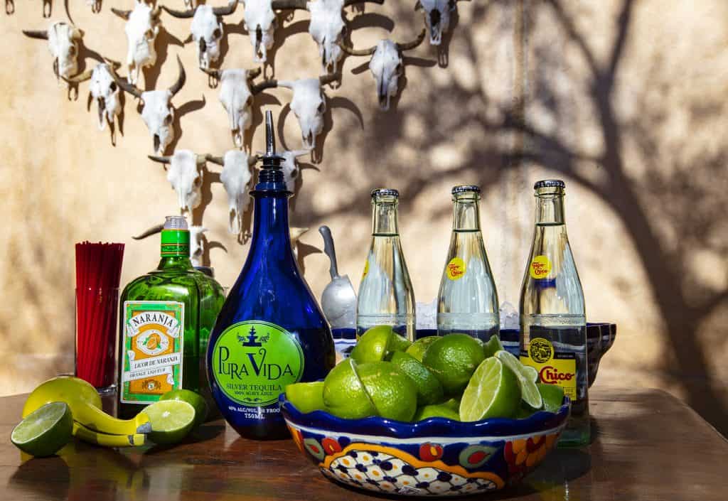 Margarita ingredients and limes at the White Buffalo Bar, Gage Hotel