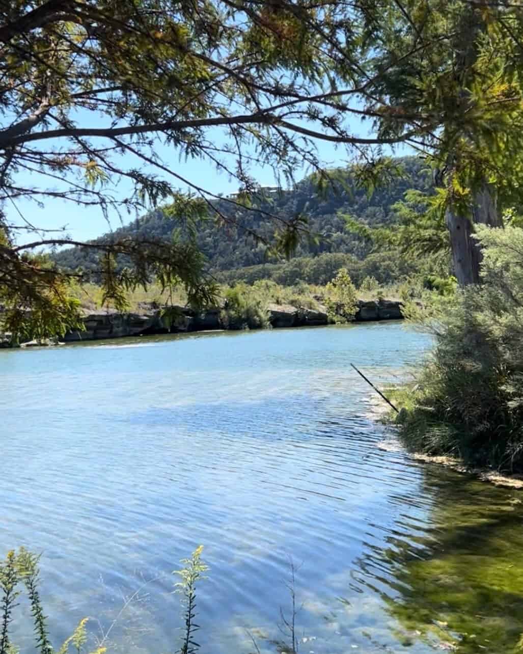 Clear Blanco River swimming spot near Wimberley, Texas