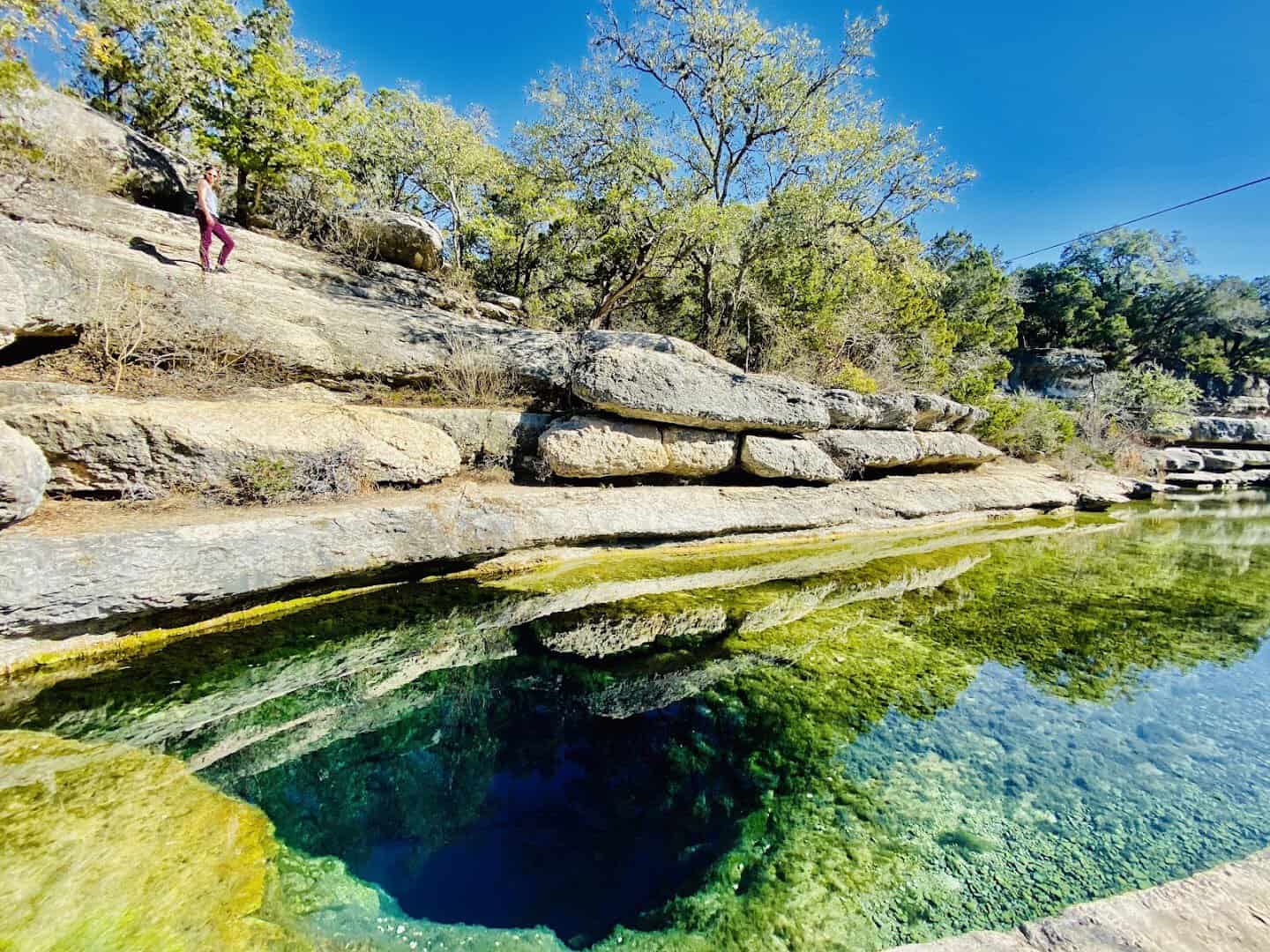 The clear emerald spring of Jacobs Well near Wimberley, Texas