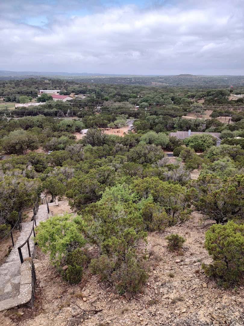 View of the Wimberley valley and rooftops from Old Baldy
