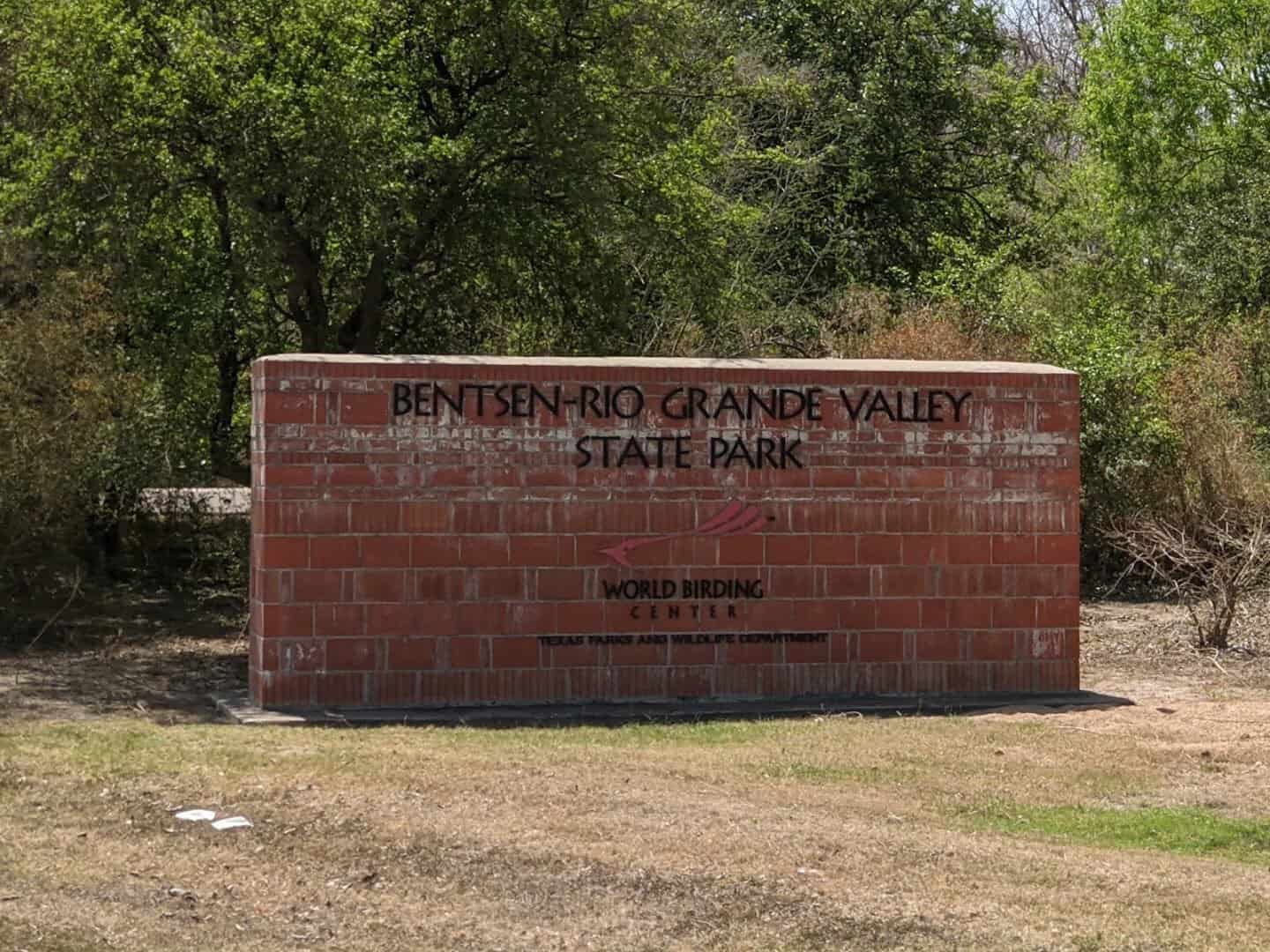 The Bentsen-Rio Grande Valley State Park and World Birding Center entrance sign
