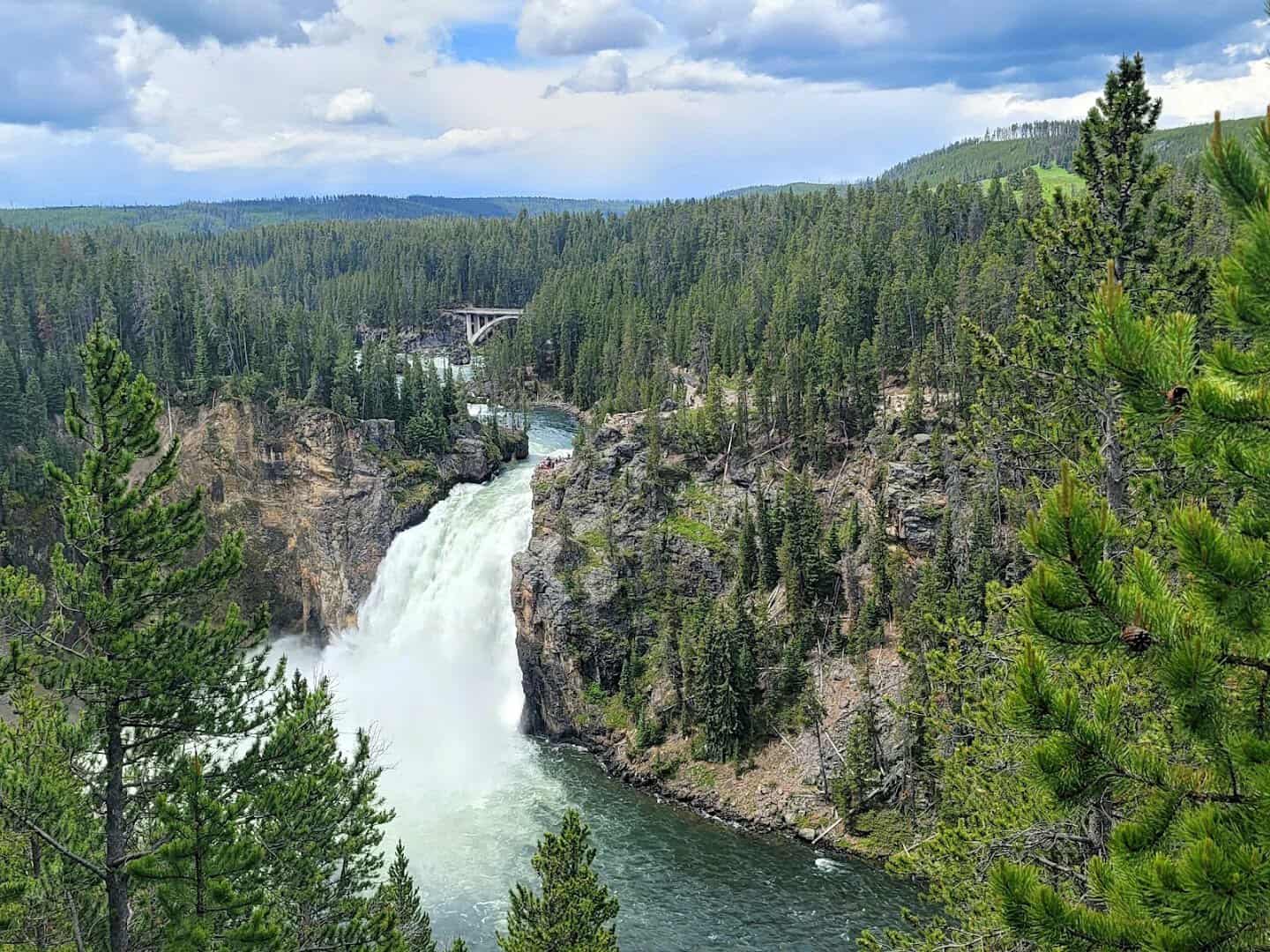 Waterfall dropping into the canyon of the Yellowstone River, Yellowstone National Park, Wyoming