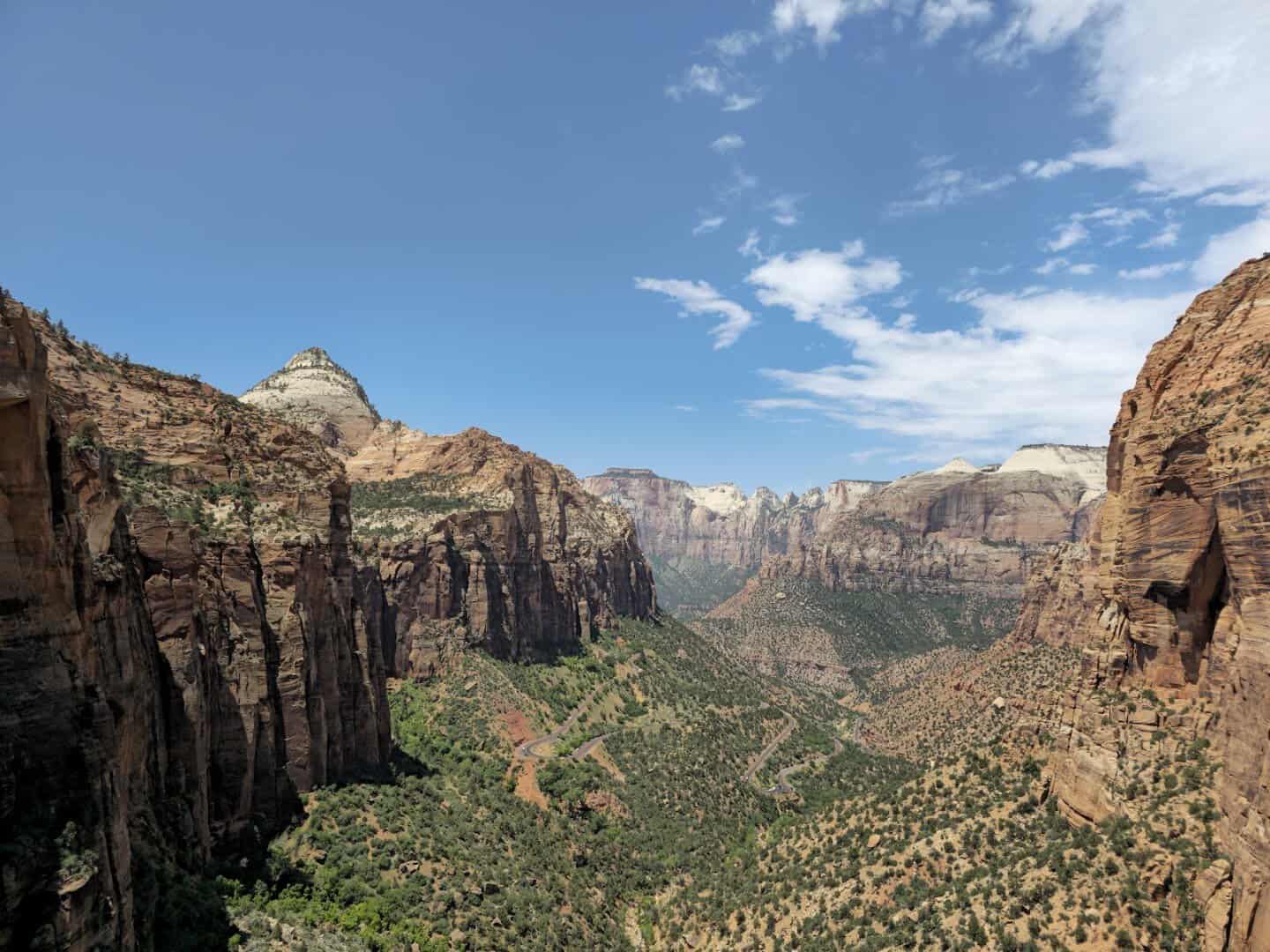 Sweeping view down Zion Canyon from the Angels Landing trail, Zion National Park, Utah